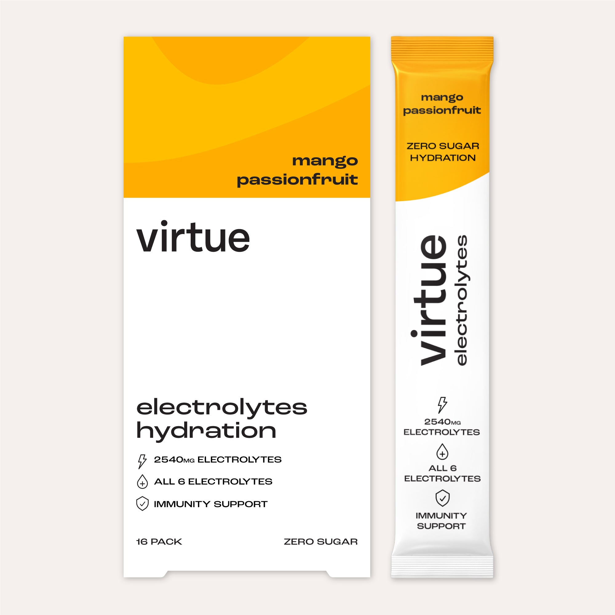 Virtue Electrolytes Hydration - Mango Passionfruit (16 Pack)