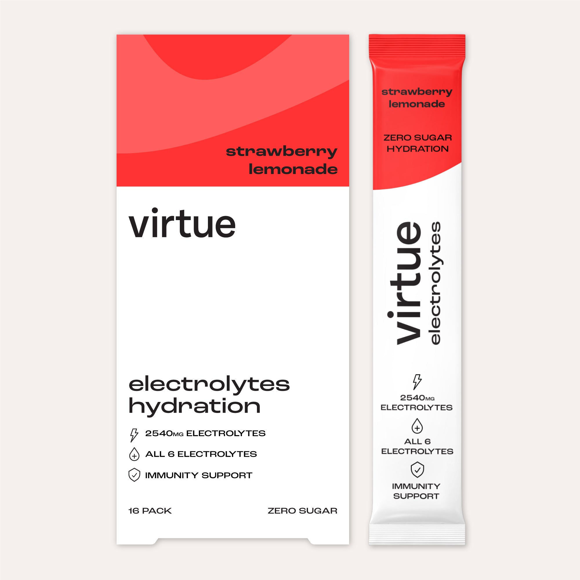 Virtue Electrolytes Strawberry Lemonade hydration sachets for daily hydration and recovery
